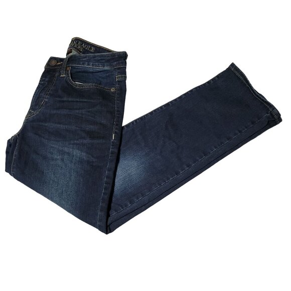 American Eagle Slim Straight Flex Jeans Mens Size 26 X 28 Low Rise Dark Wash - Picture 1 of 7